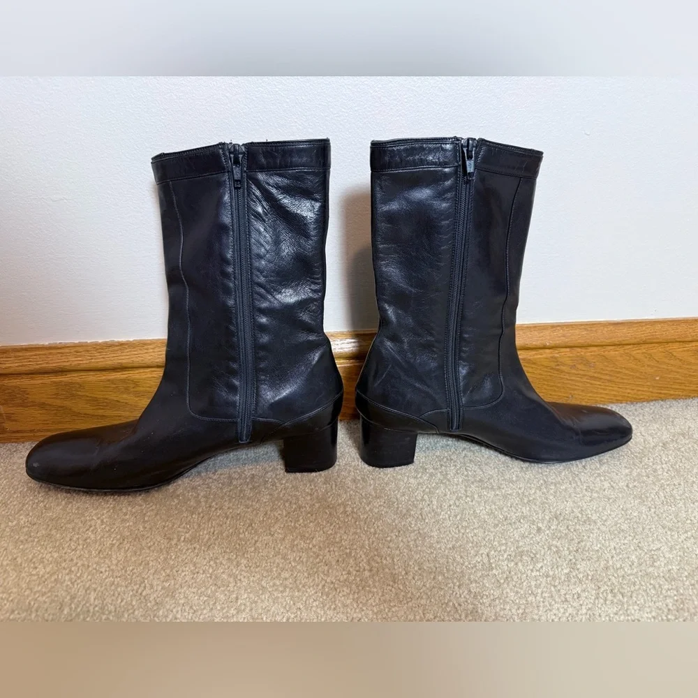 Cole Haan leather zip up boots mid calf buckle zipper size 8.5 made in Italy - Picture 5 of 12